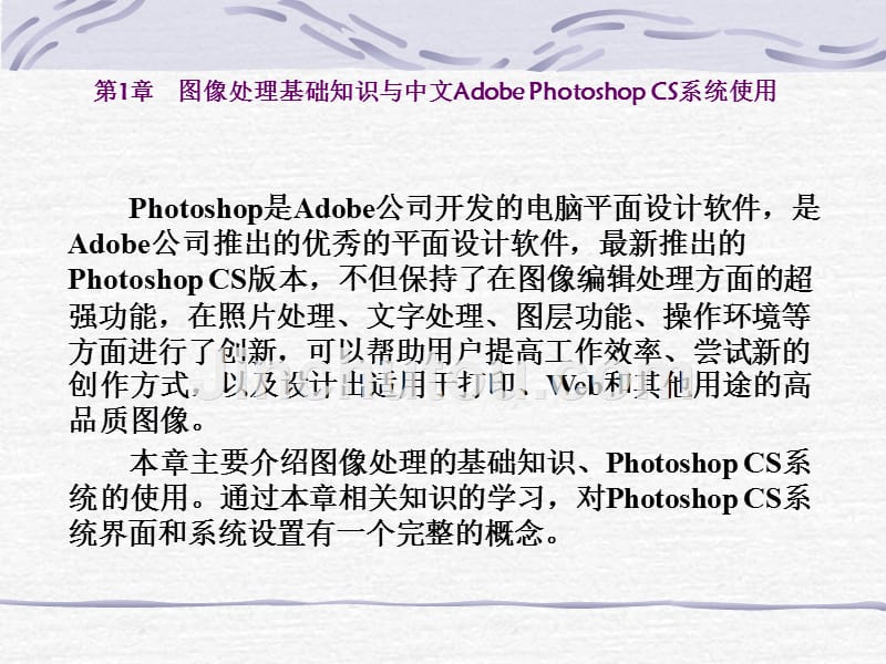 图像处理基础知识与中文Adobe Photoshop CS系统使用_第1页