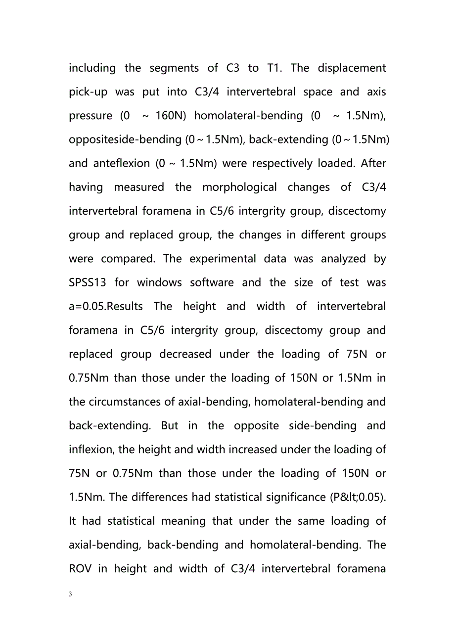 C5-6人工颈椎间盘置换后C3-4椎间孔形态改变的生物力学研究_第3页