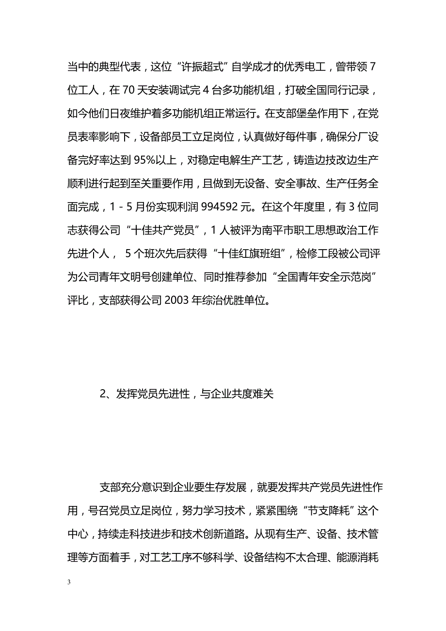 [事迹材料]先进党支部代表发言材料（电力企业）_第3页