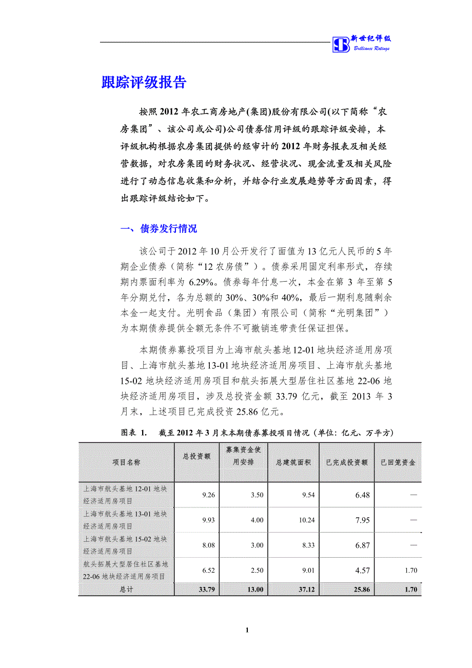 2012年农工商房地产(集团)股份有限公司公司债券跟踪评级报告_第3页