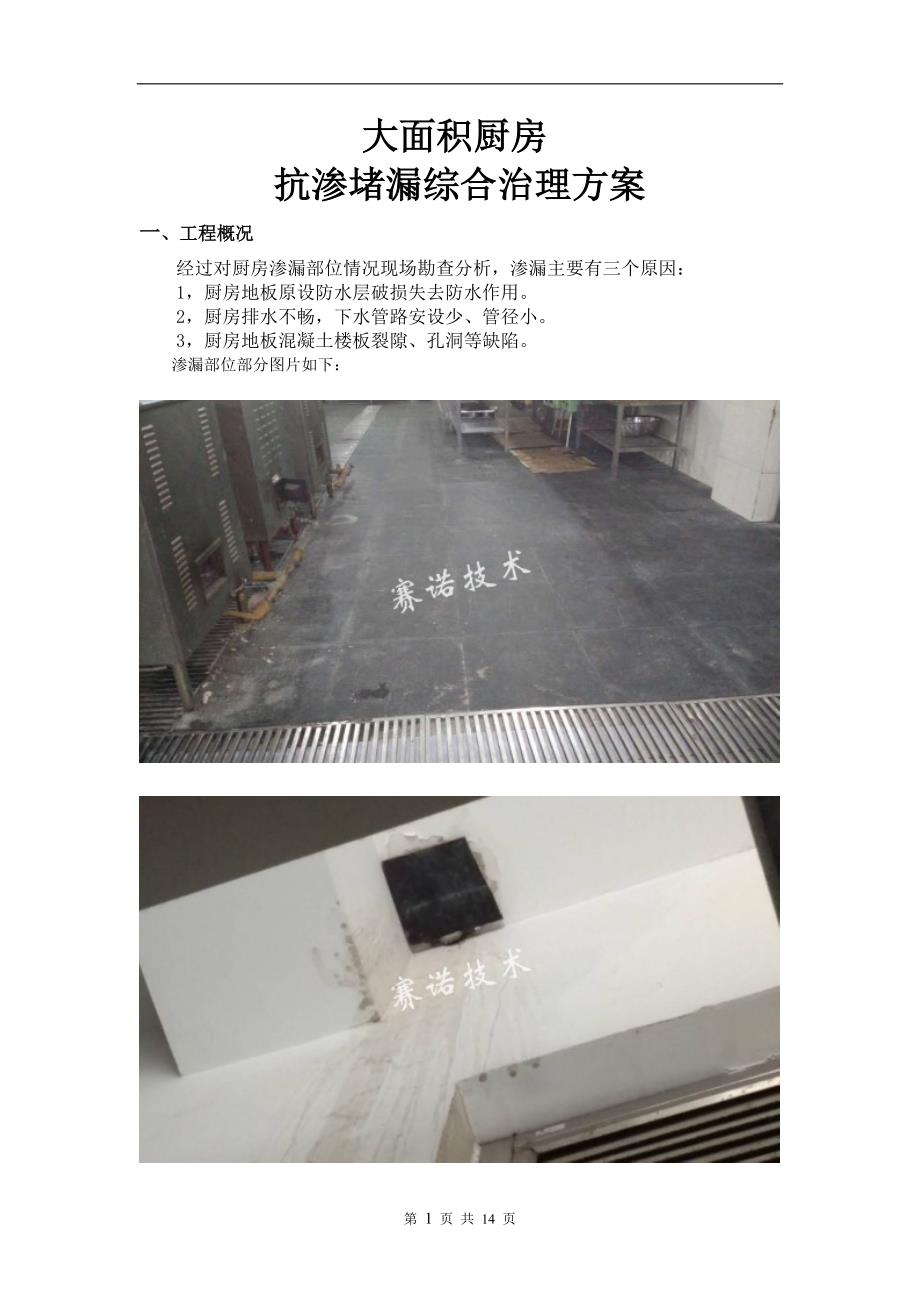 厨房漏水综合治理施工方案_第1页