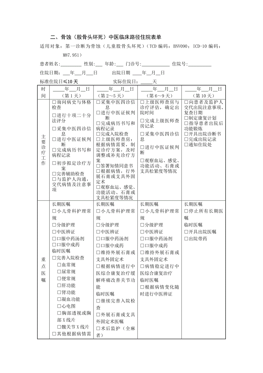 骨伤科 骨蚀（儿童股骨头坏死）中医临床路径（试行版）_第4页