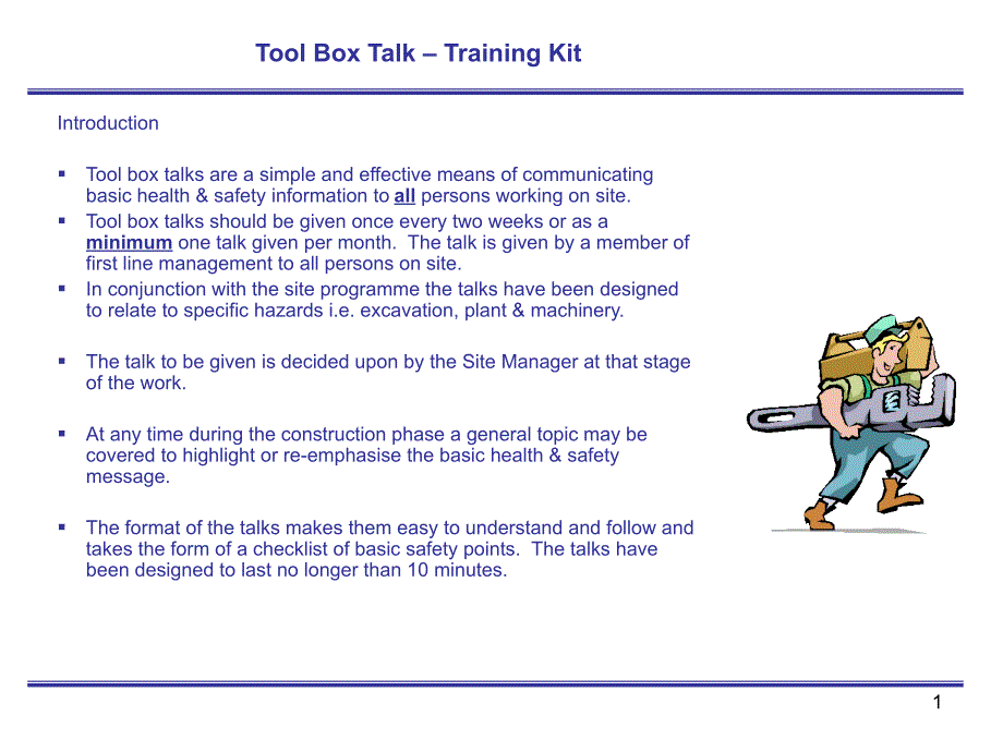 Tool Box Talks for Construction and Building_第1页