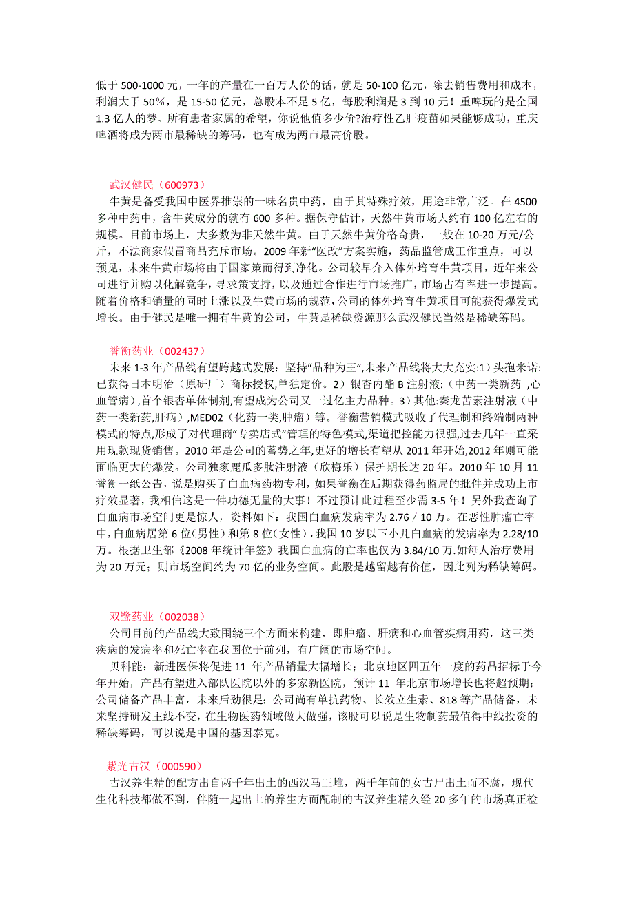 医药10大稀缺品种_第2页