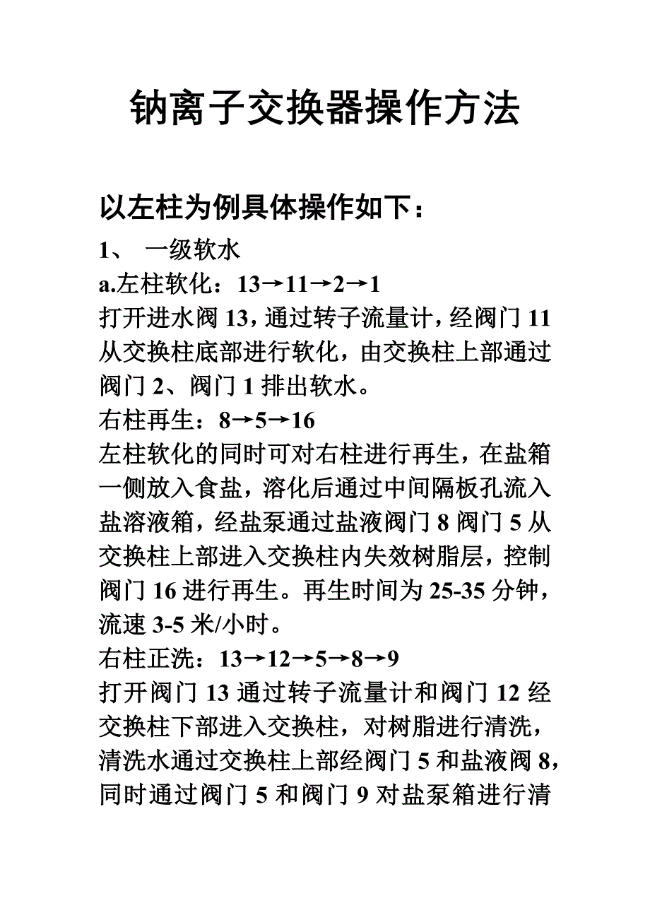钠离子交换器操作方法_第1页