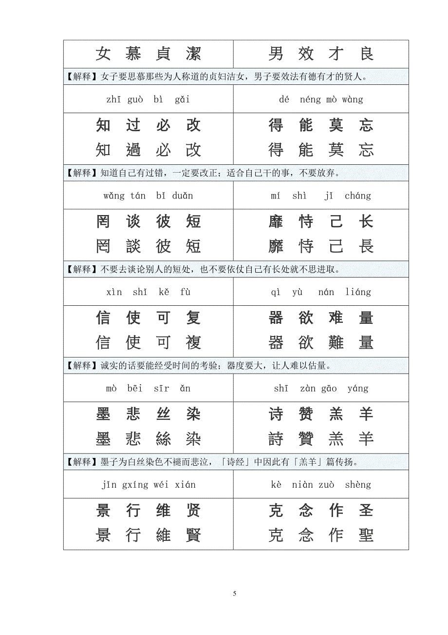 千字文(繁体 简体 注音)_第5页