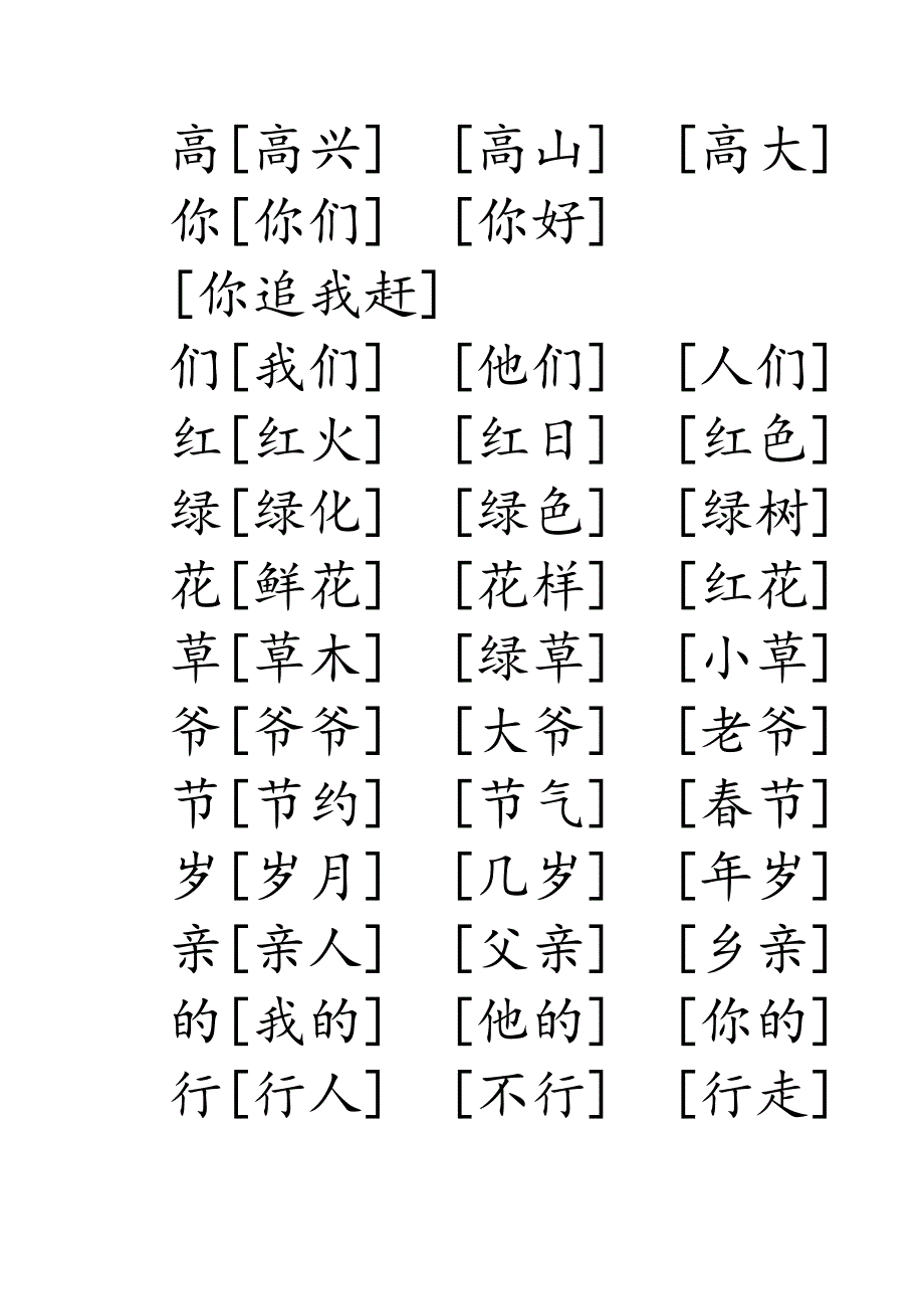 人教版语文一年级下册全部生字组词_第2页