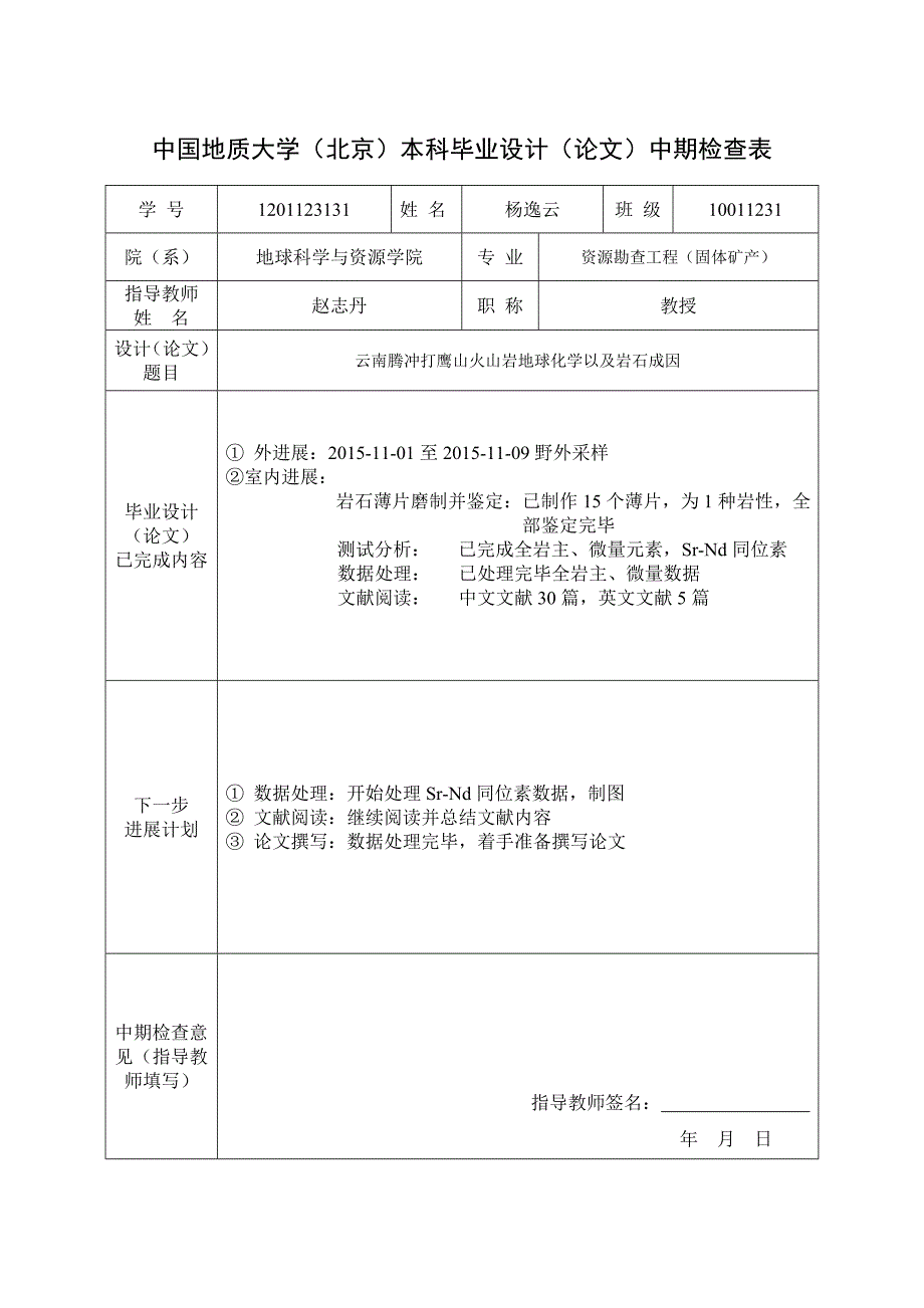 2016届本科毕业设计(论文)相关表格_第4页