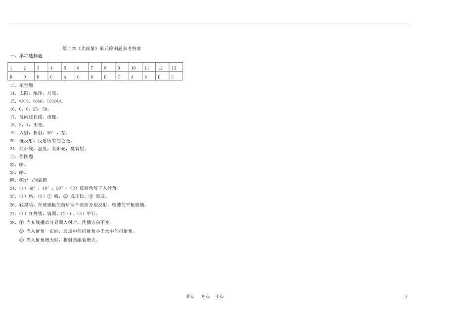 八年级物理上册 第二章光现象单元检测题人教新课标版_第3页