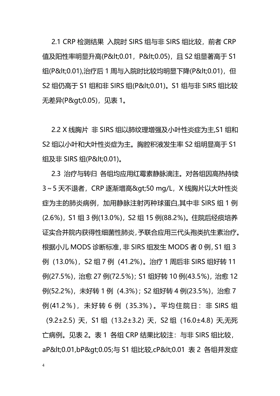 C-反应蛋白在小儿支原体肺炎的临床意义_第4页