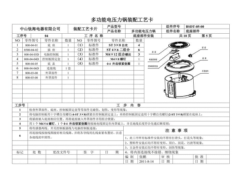 电压锅装配工艺卡片_第5页