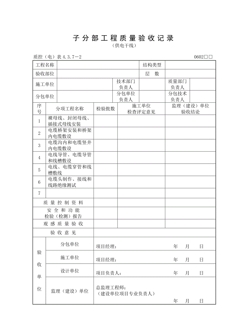 218(供电干线)子分部工程质量验收记录_第1页