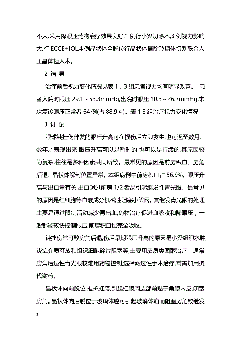 眼球钝挫伤继发性青光眼72例临床分析_第2页