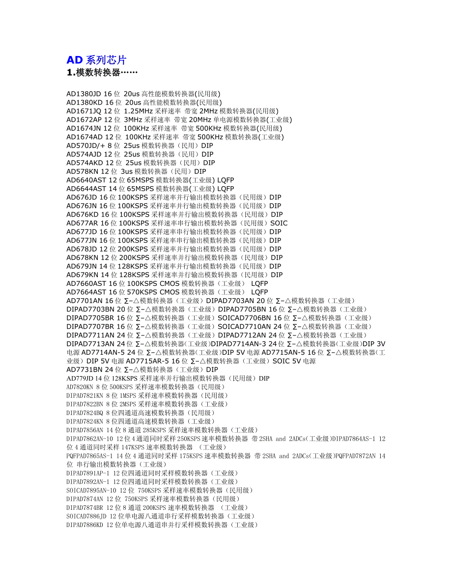 AD芯片大全_第1页