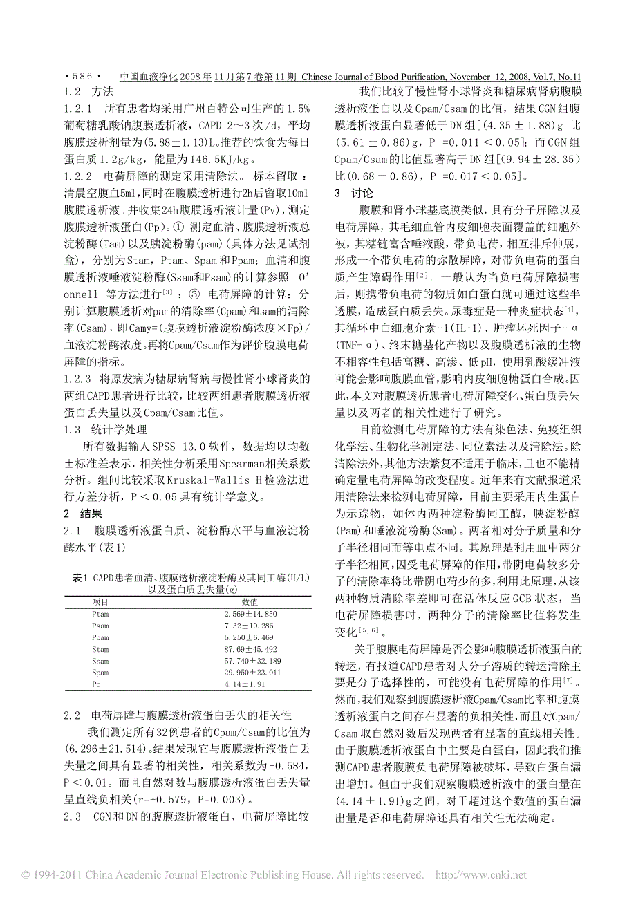 CAPD患者腹膜电荷屏障与腹膜透析液蛋白质丢失的关系_第2页