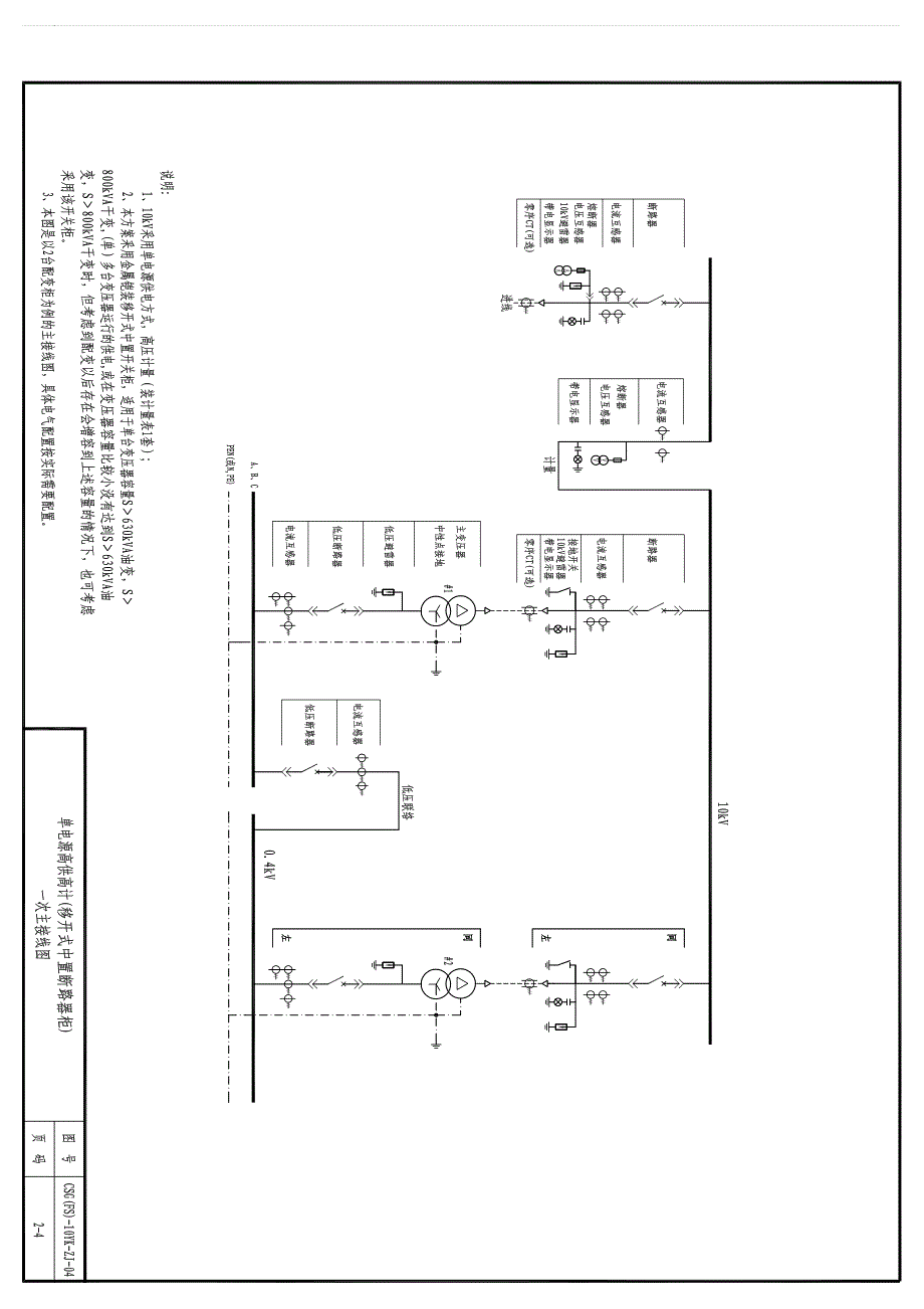 2-4单电源高供高计(移开式中置断路器柜)一次主接线图_第1页