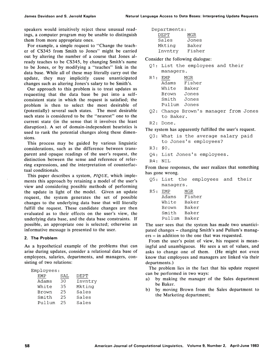 1. Introduction Natural Language Access to Data Bases Interpreting Update Requests 1_第2页