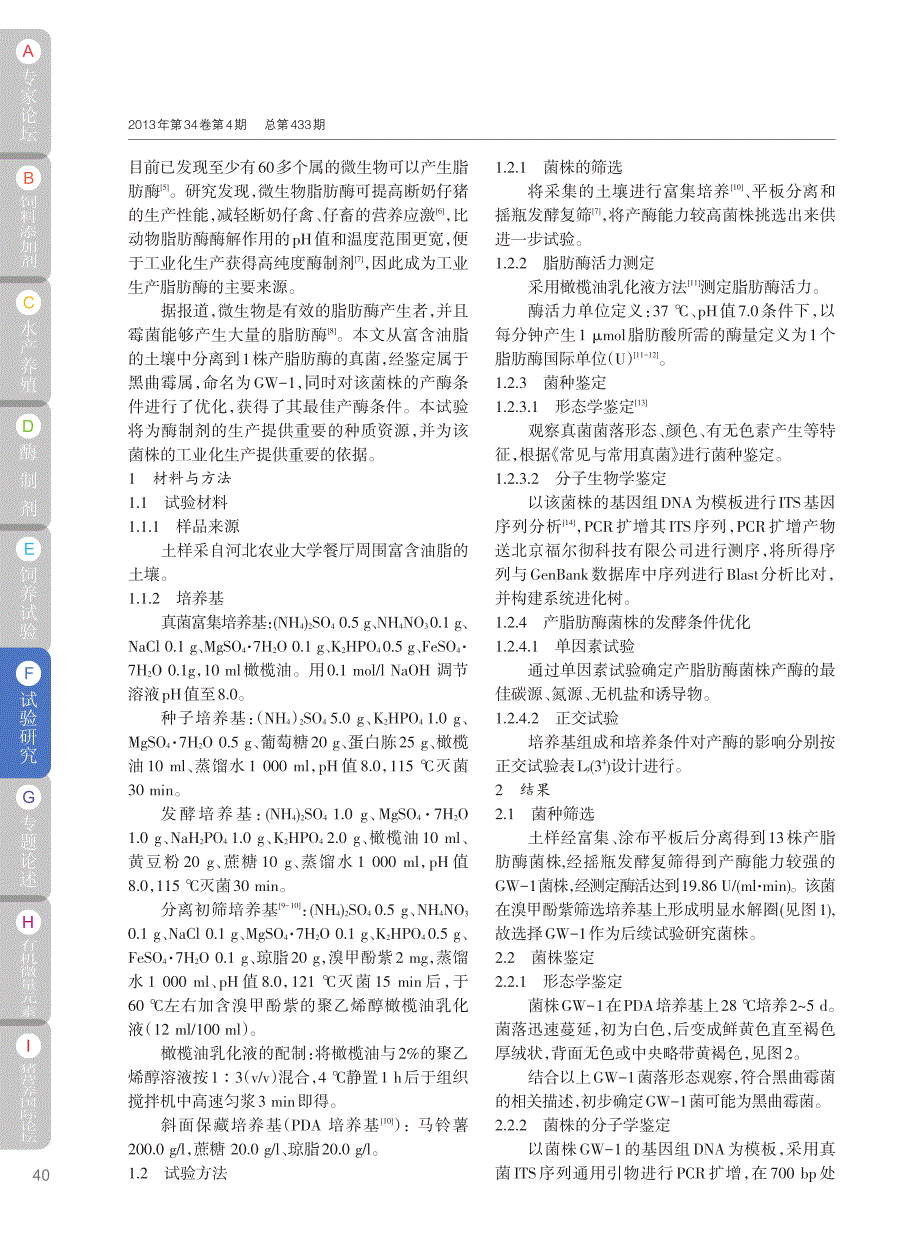 高效脂肪酶产生真菌的筛选_鉴定及产酶条件优化_郭威_第2页