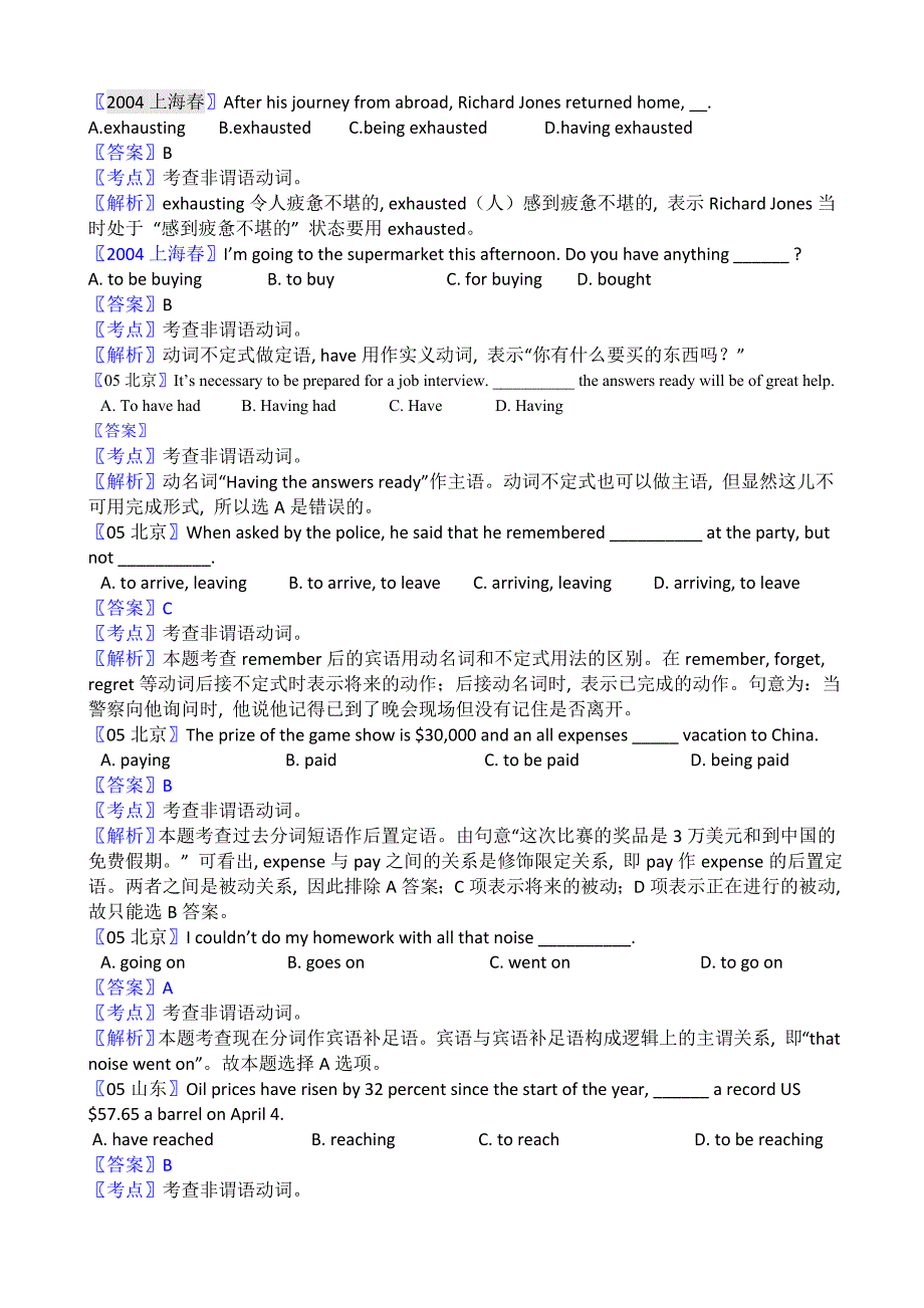 【十年高考】2004-2013年全国各地高考英语试题分类汇编：非谓语动词(58页)_第4页