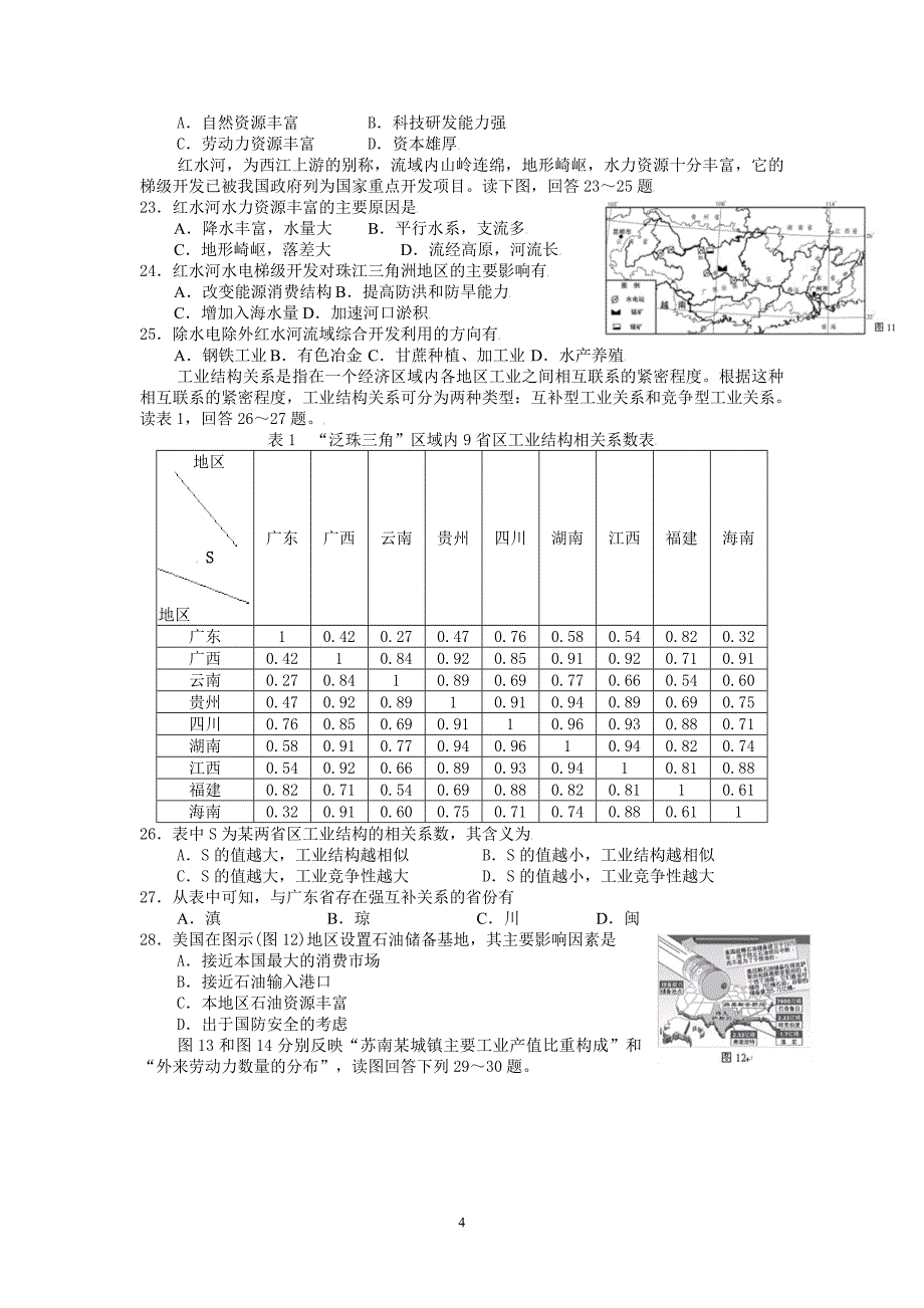 (地理)汕头市2009年高中毕业班学业水平考试(第二次)_第4页