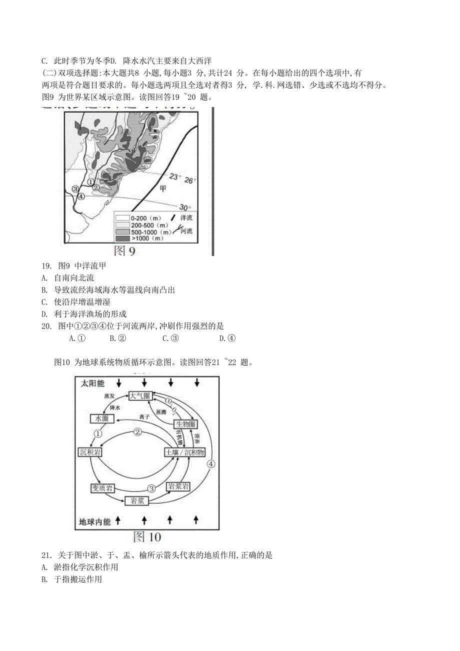 2016年江苏高考地理卷_第5页