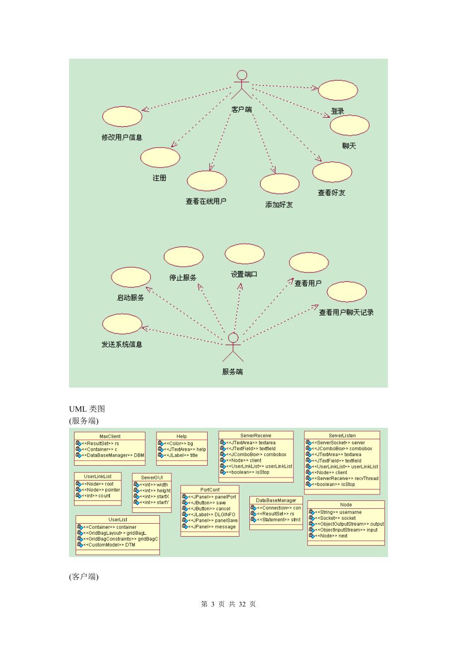 Java实现的聊天系统实验报告_第3页