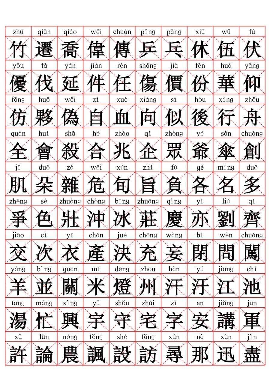 常用汉字2500繁体(带拼音、字帖版)_第5页