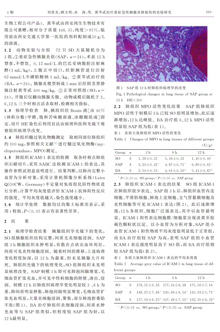 黄芩甙治疗重症急性胰腺炎肺损伤的实验研究_第2页