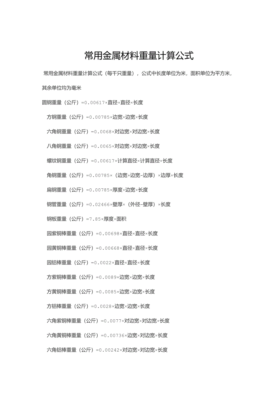 常用金属材料重量计算公式_第1页