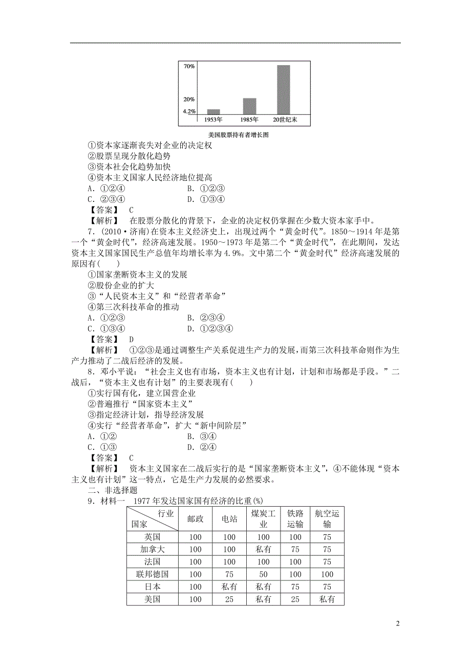 2012-2013学年高中历史 第16课 战后资本主义经济的调整同步检测 岳麓版必修2_第2页