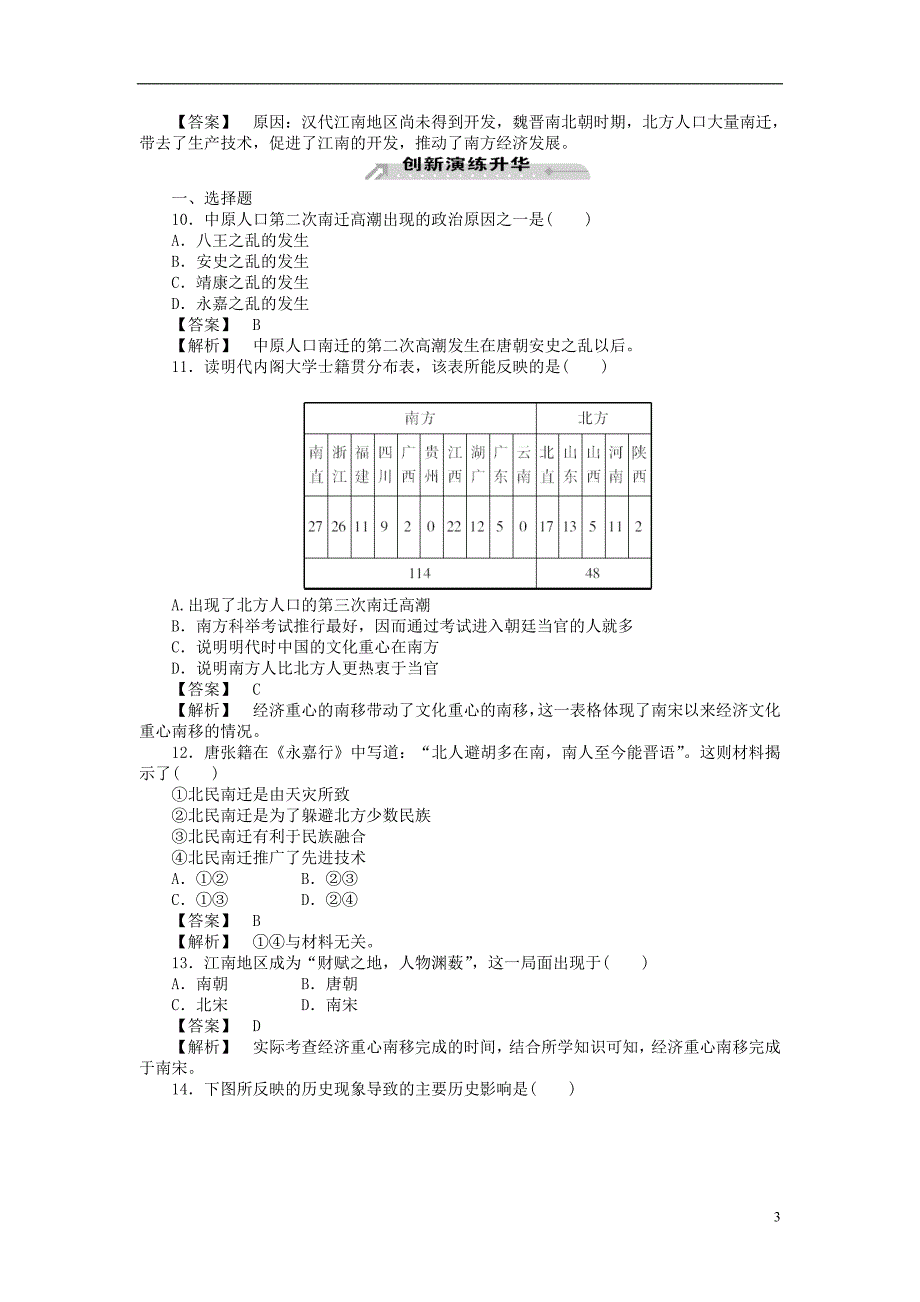 2012-2013学年高中历史 第3课 区域经济和重心的南移同步检测 岳麓版必修2_第3页