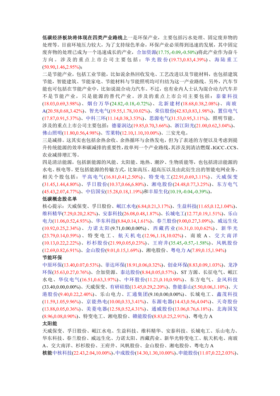 低碳经济板块将体现在四类产业路线上一是环保产业_第1页