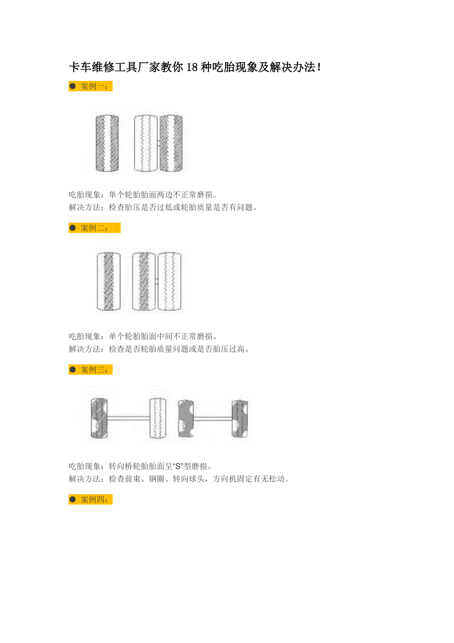 卡车维修工具厂家教你18种吃胎现象及解决办法!_第1页