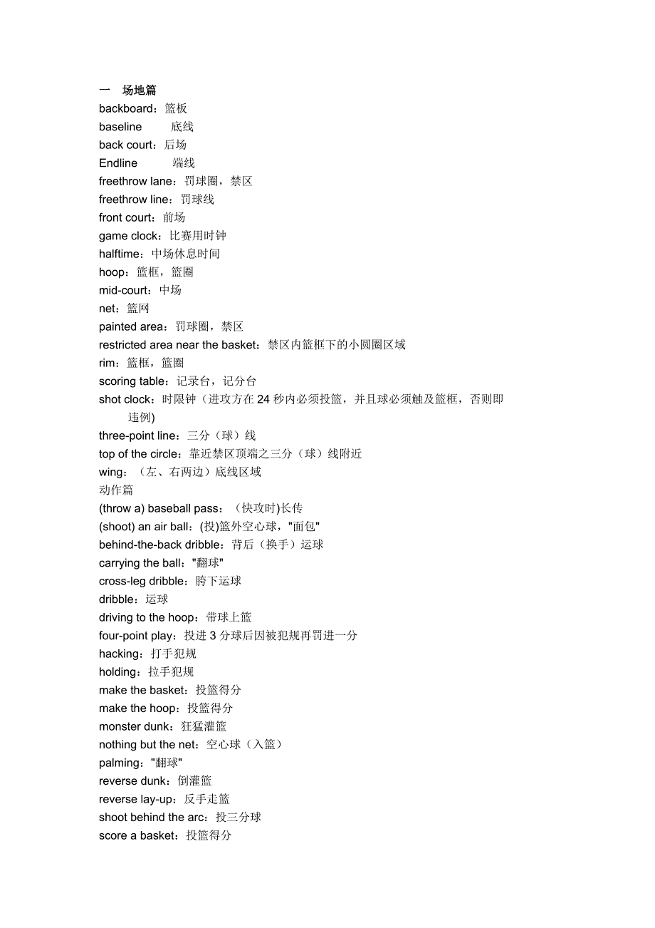 未来新星外教篮球常用英语词汇(一)_第1页