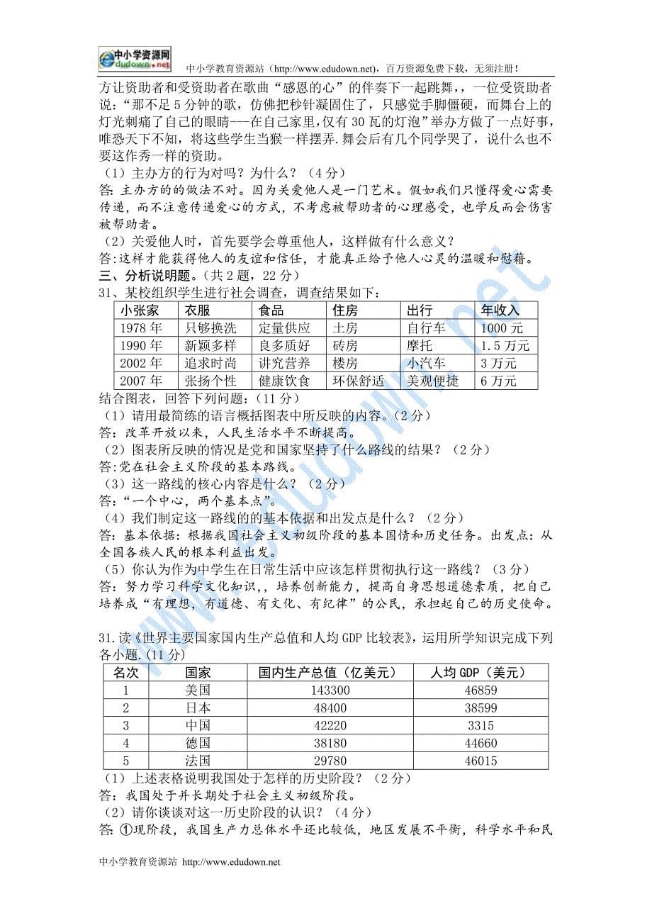 2012人民版九年级思想品德全一册单元测试-第1次月考[www.edudown.net]_第5页