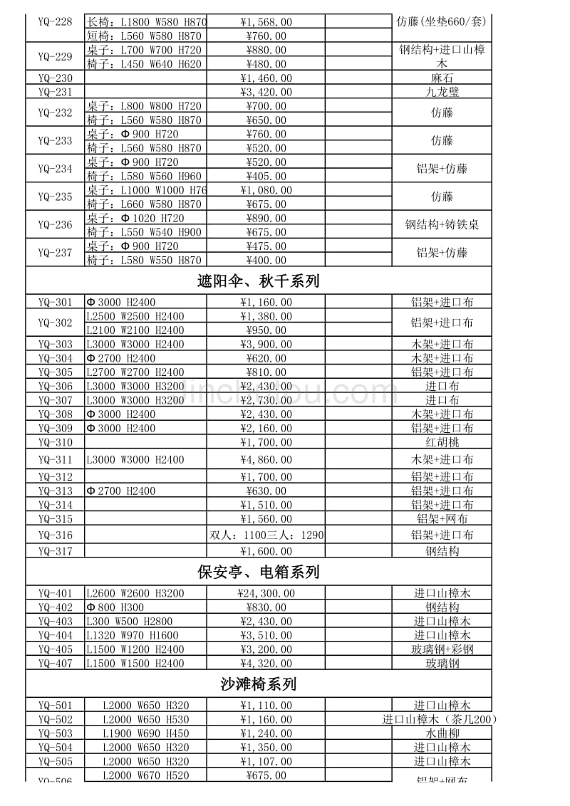 广州誉全户外家具有限公司的报价表_第3页