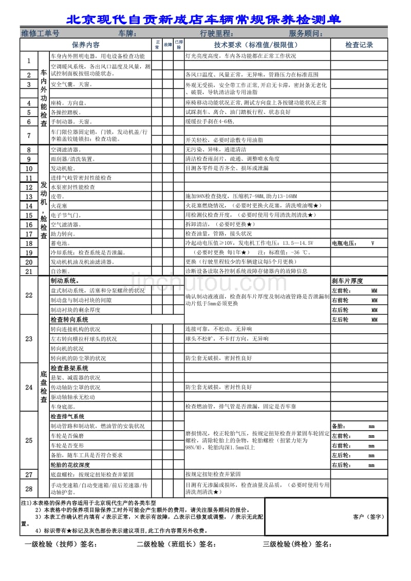 常规保养检测单1_第1页