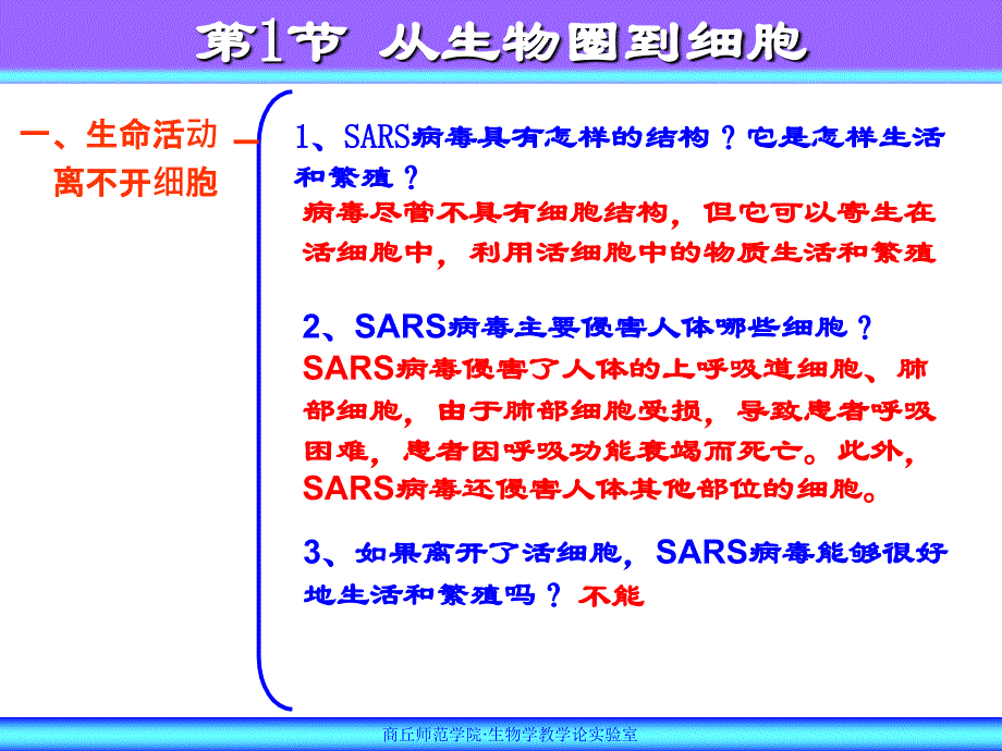 1教学目标：（1）举例说出生命活动建立在细胞的基础上（2_第2页