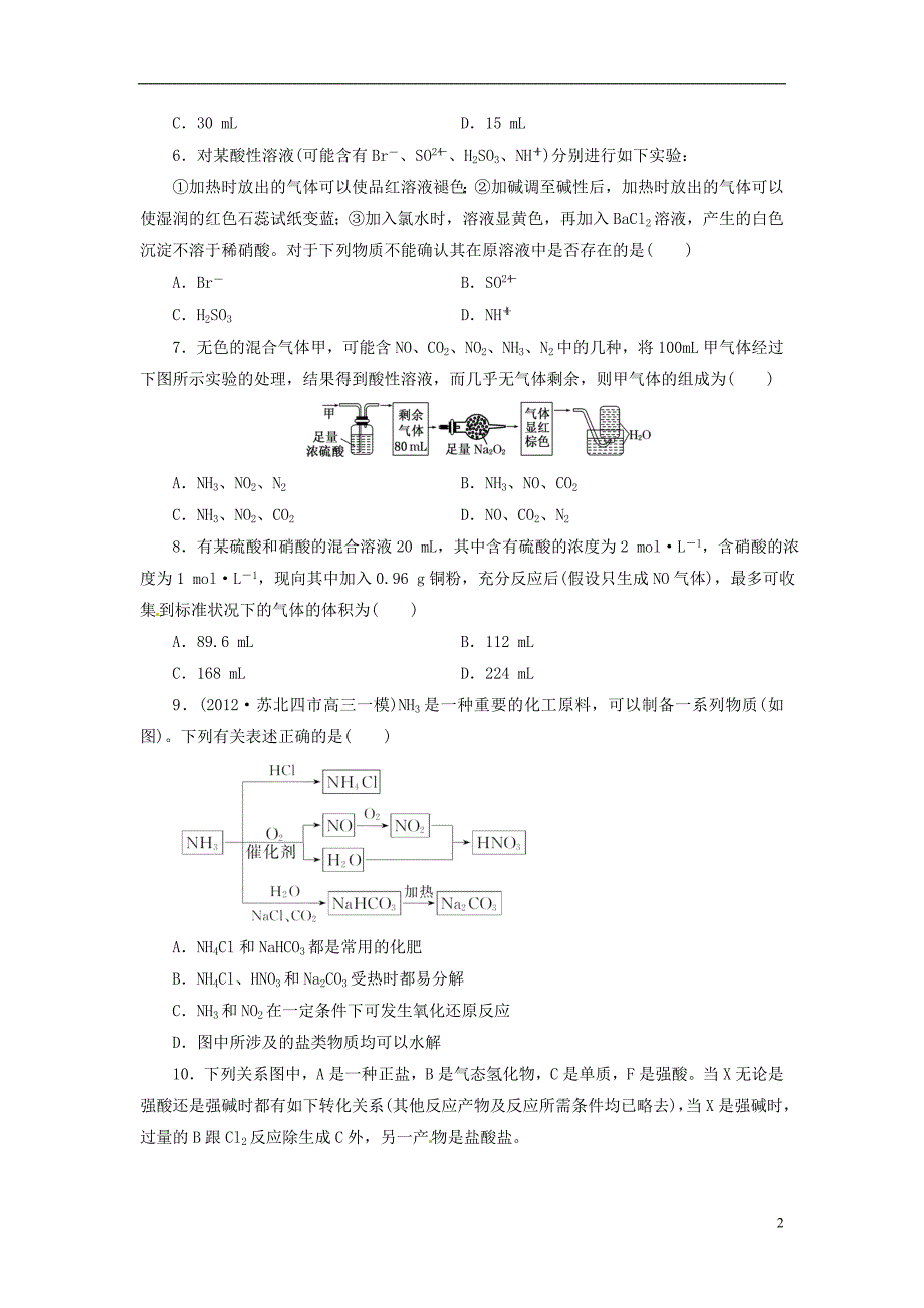 【创新方案】2014届高考化学总复习 氮及其化合物教师精选题库_第2页