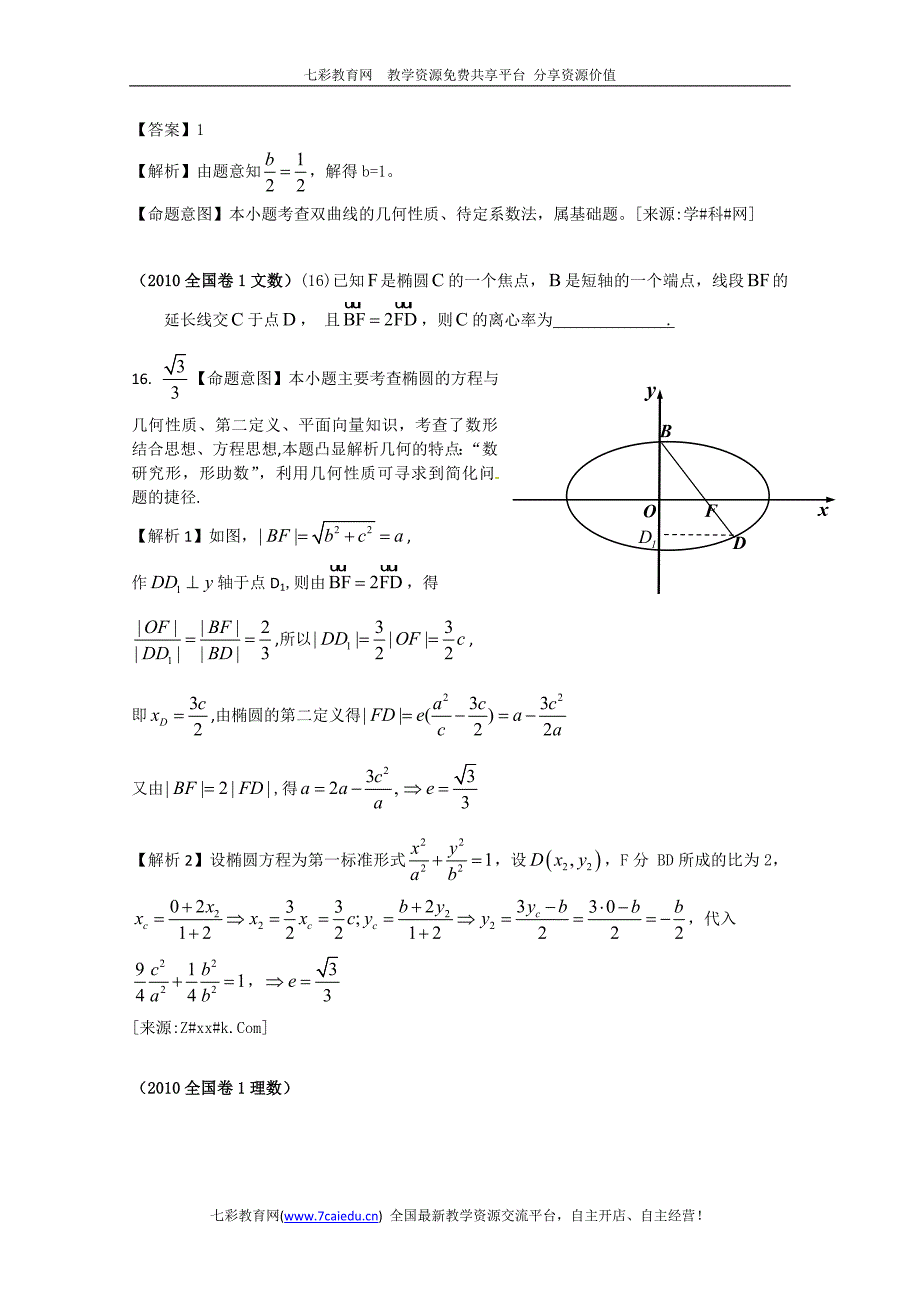 2010年高考数学填空试题分类汇编——圆锥曲线_第4页