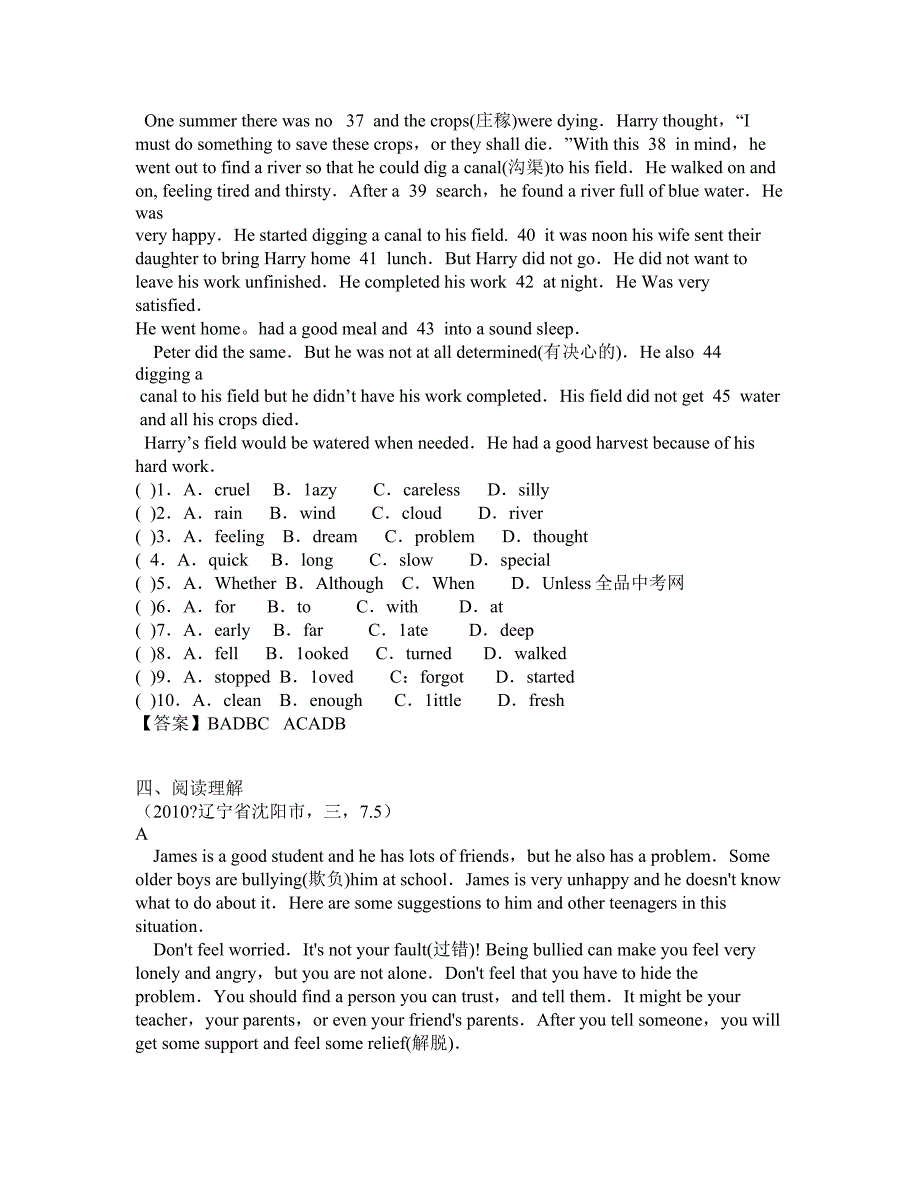 2010年英语中考试题库 (1)_第3页
