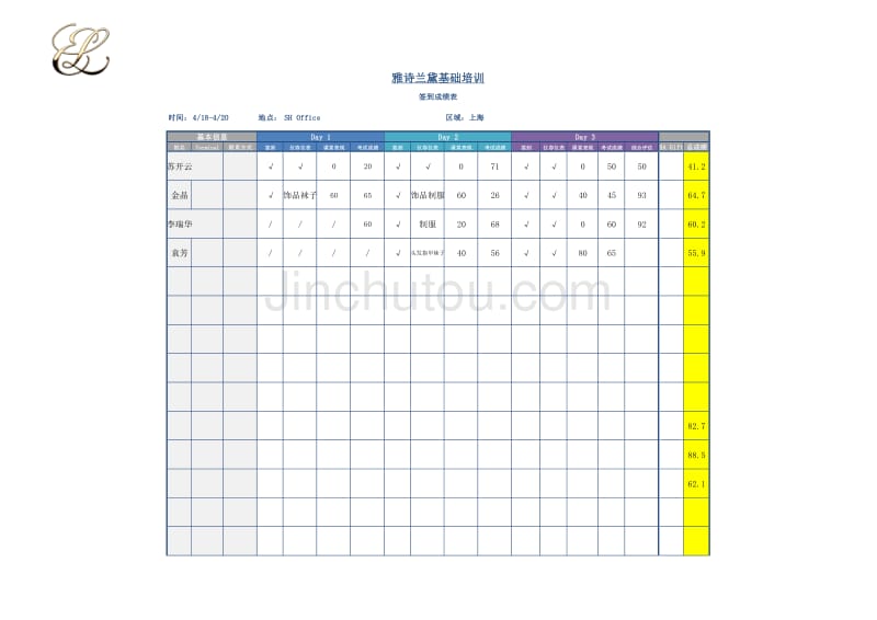 签到成绩表SH_第1页