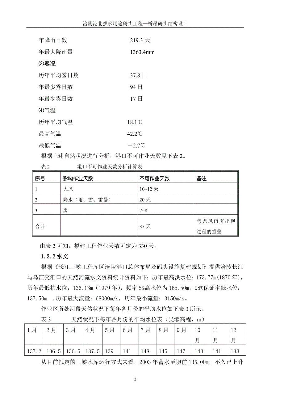 涪陵港北拱多用途码头工程—桥吊码头结构设计说明书_第2页