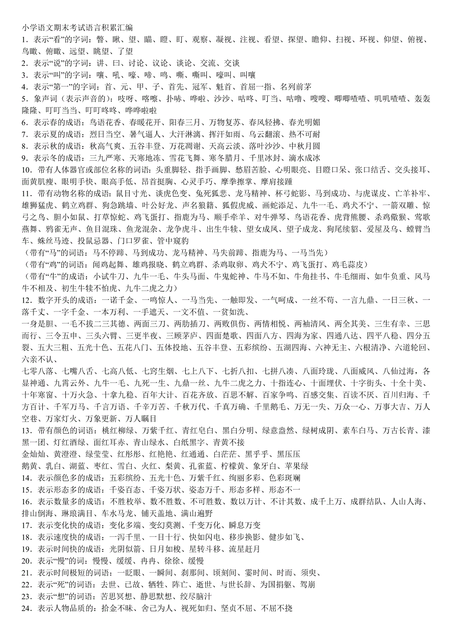 小学六年级语文语言积累归纳复习_第1页