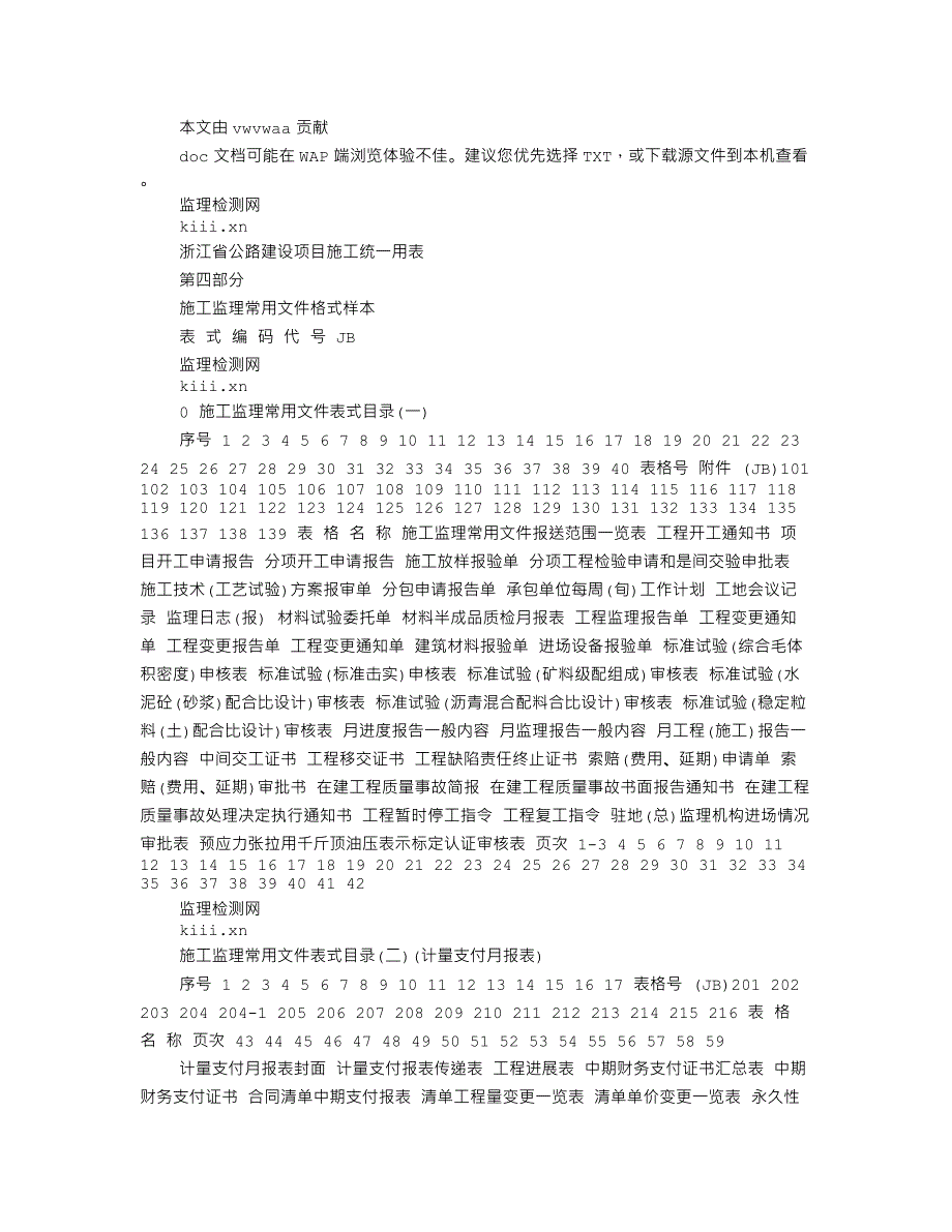 浙江公路资料范例第四部分(施工监理常用文件格式样本)_第1页