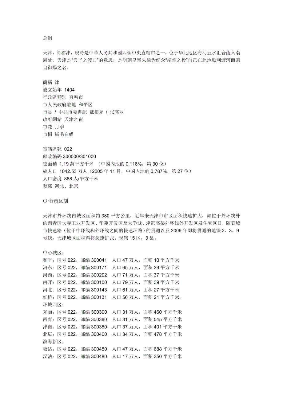 天津的简介及其历史沿革_第1页