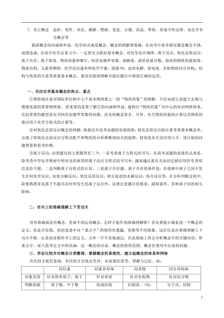 【备战2014】高考化学 冲刺押题知识必备系列 专题01 化学基本概念_第2页