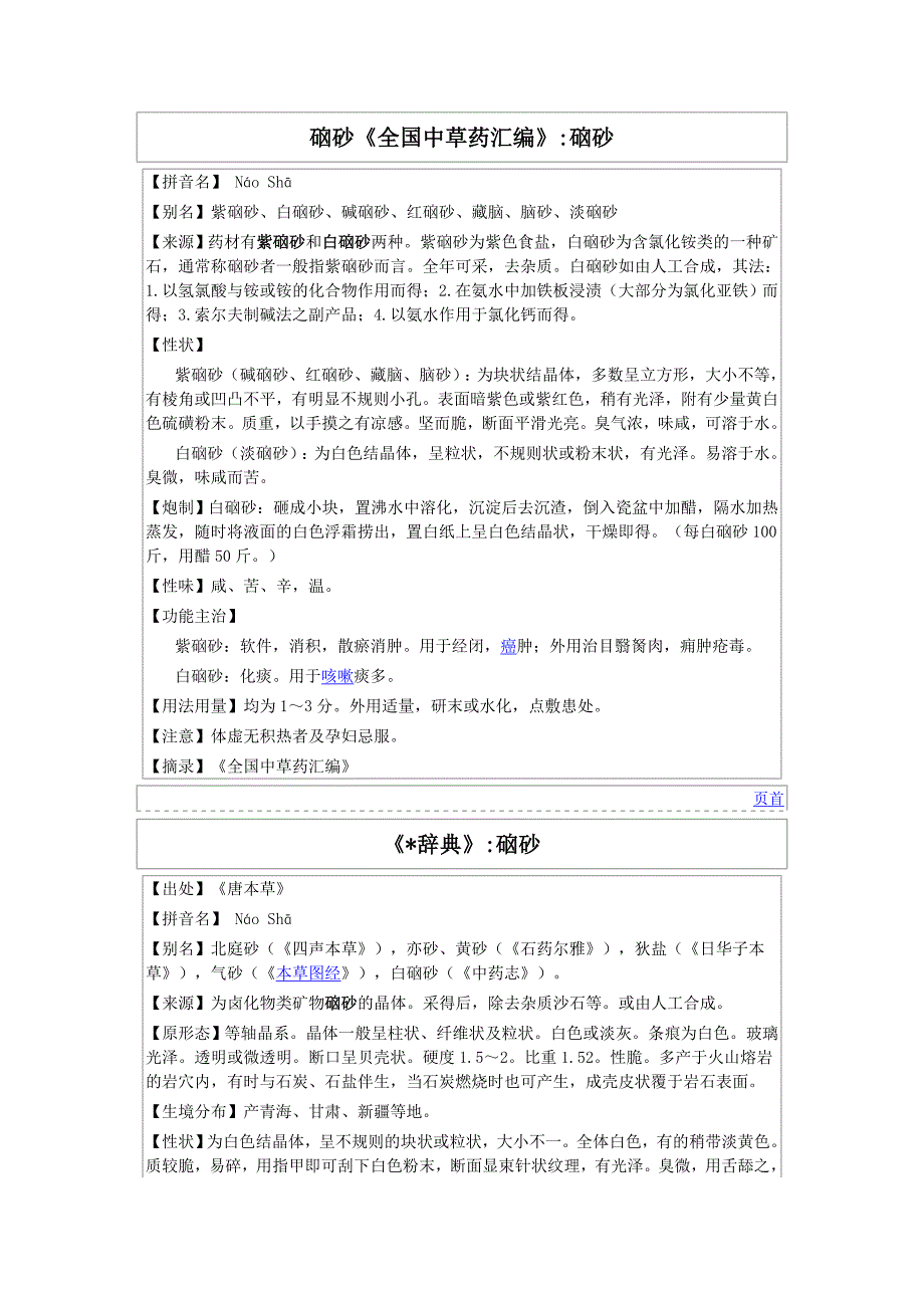 硇砂《全国中草药汇编》 _第1页