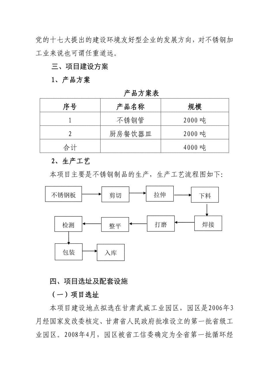 年产4000吨不锈钢制品项目建议书_第5页