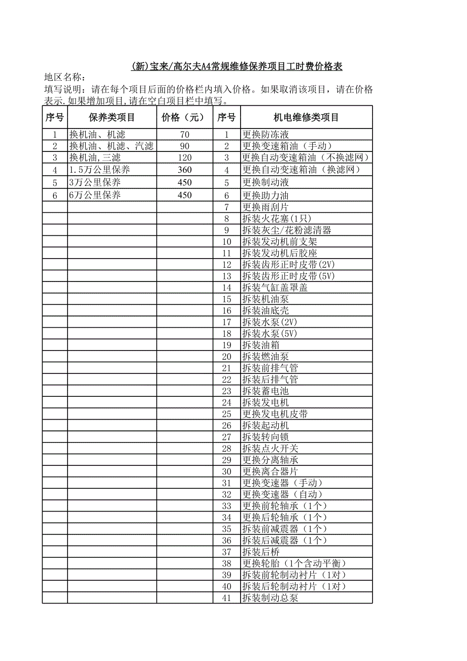 汽车维修工时表.xl_第1页